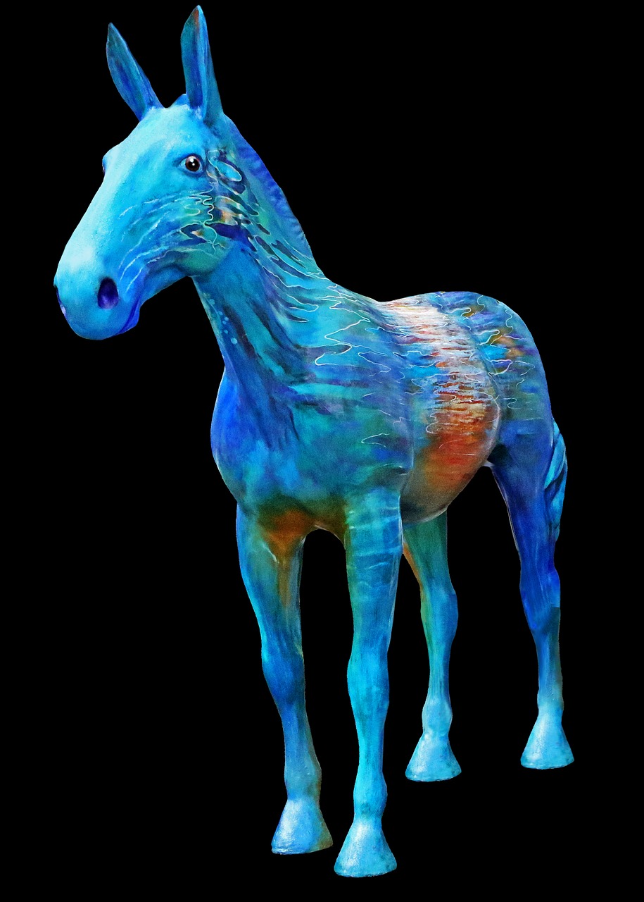 blue horse statue horse free photo