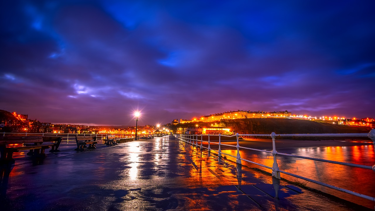 blue hour whitby north yorkshire free photo