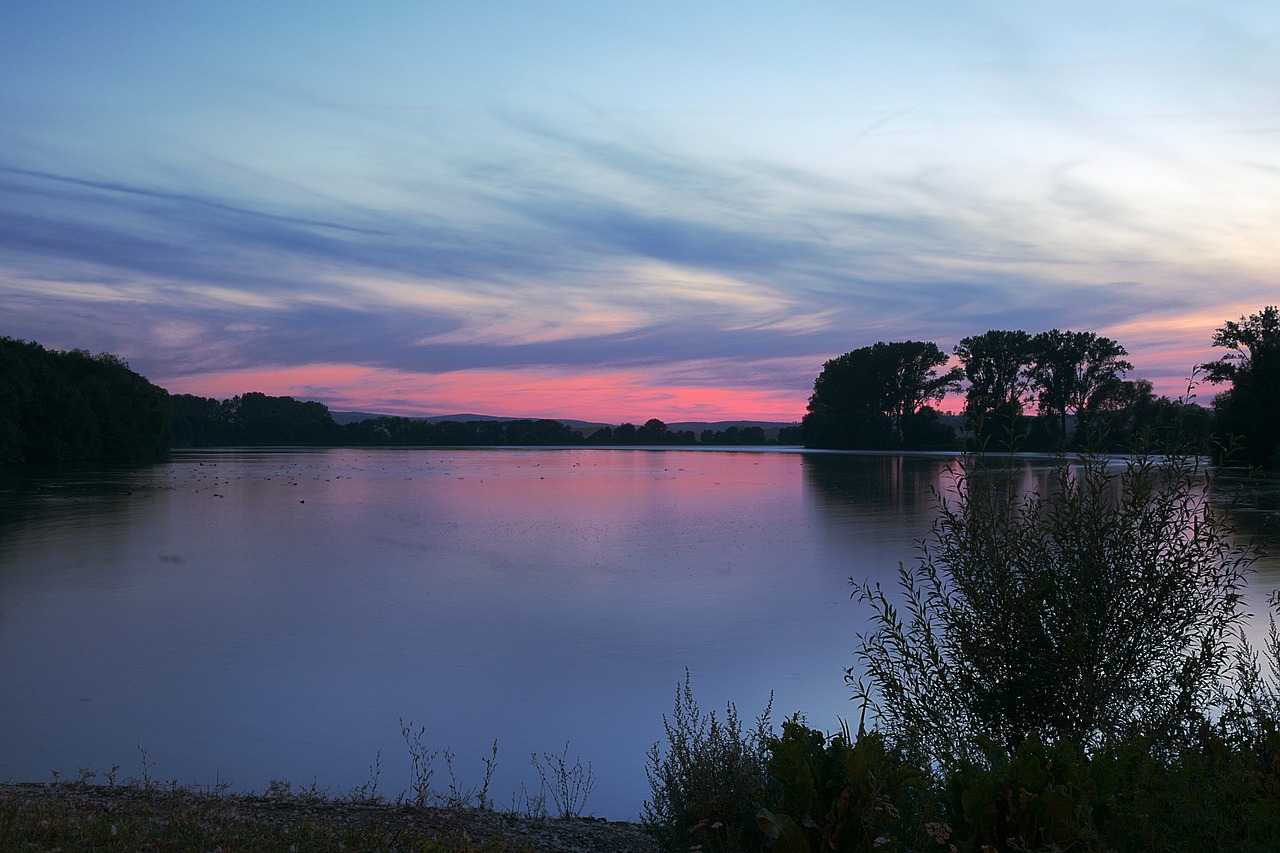 blue hour lake twilight free photo