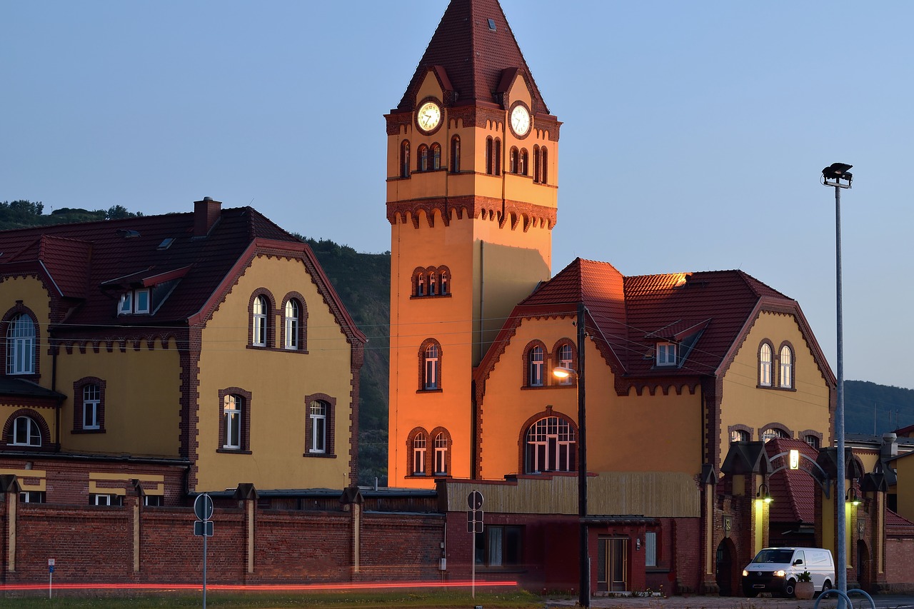 blue hour colliery house historic building free photo