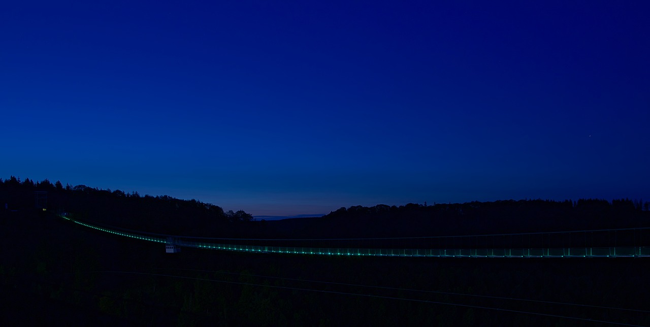 blue hour  suspension bridge  resin free photo