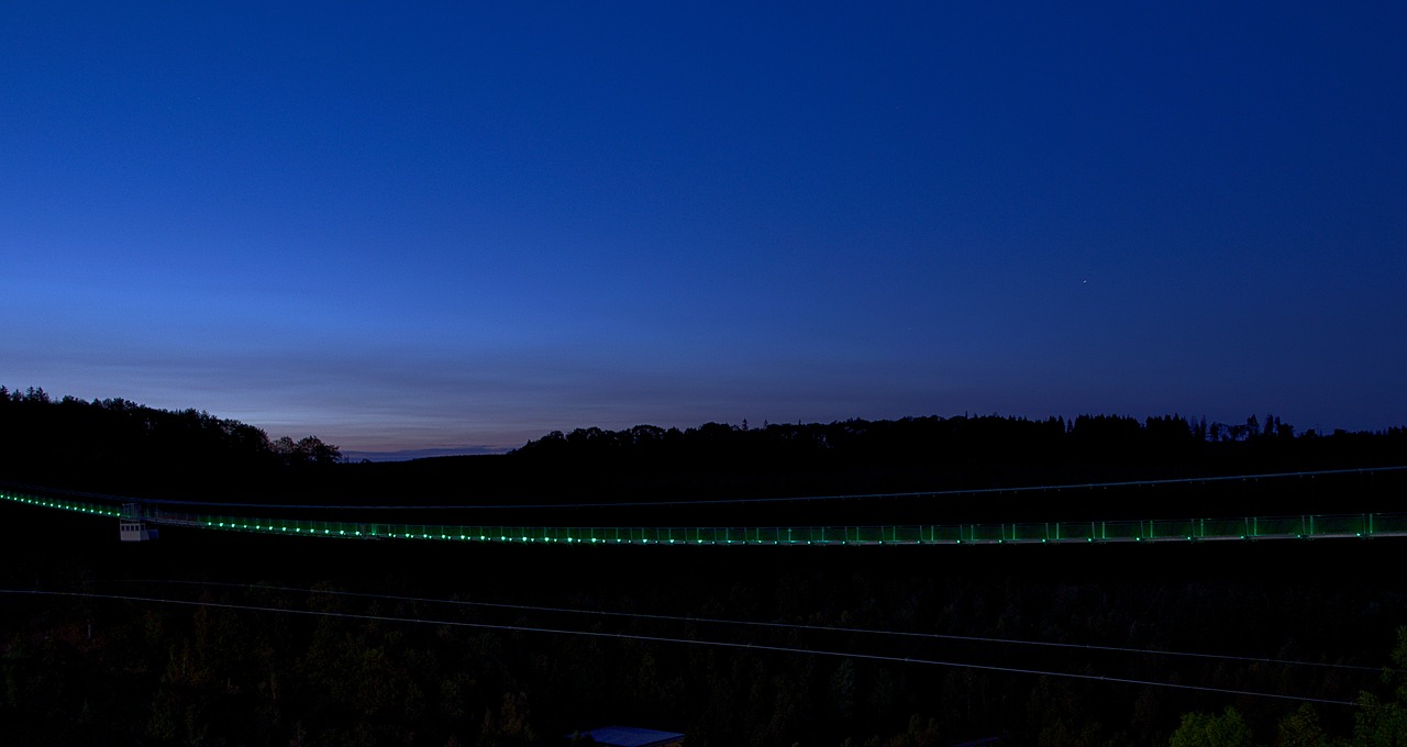 blue hour  suspension bridge  resin free photo