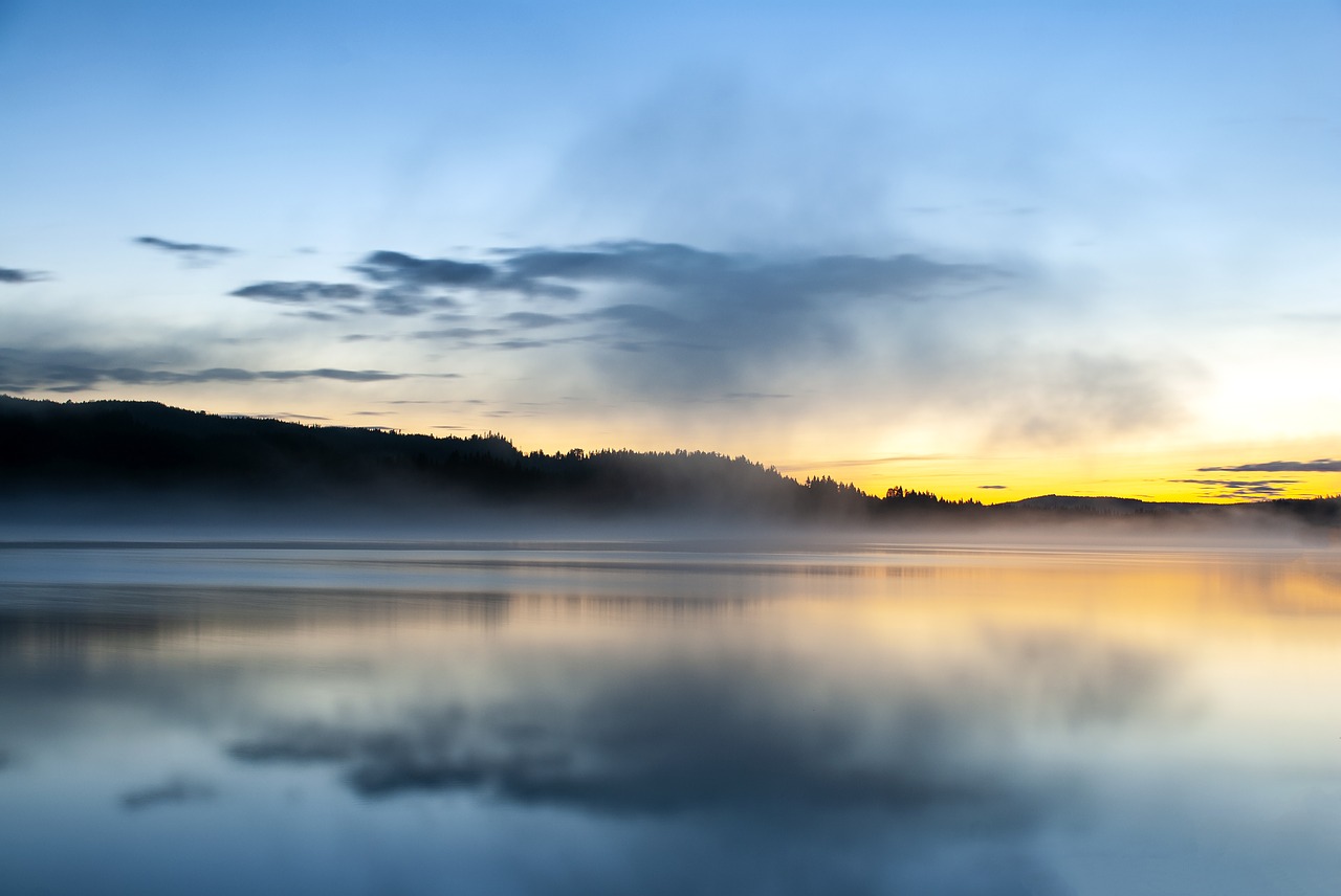 blue hour  lake  water free photo