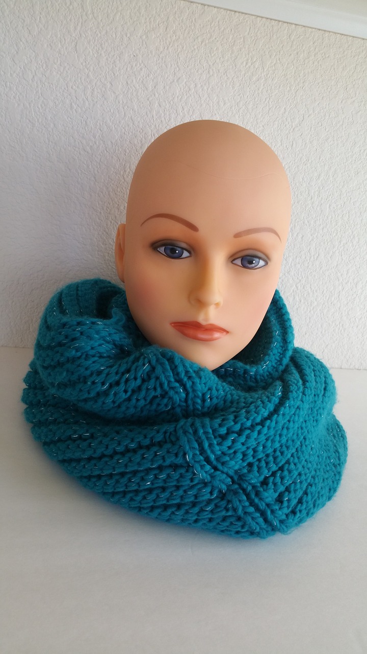 blue infinity knit scarf scarf winter wear free photo