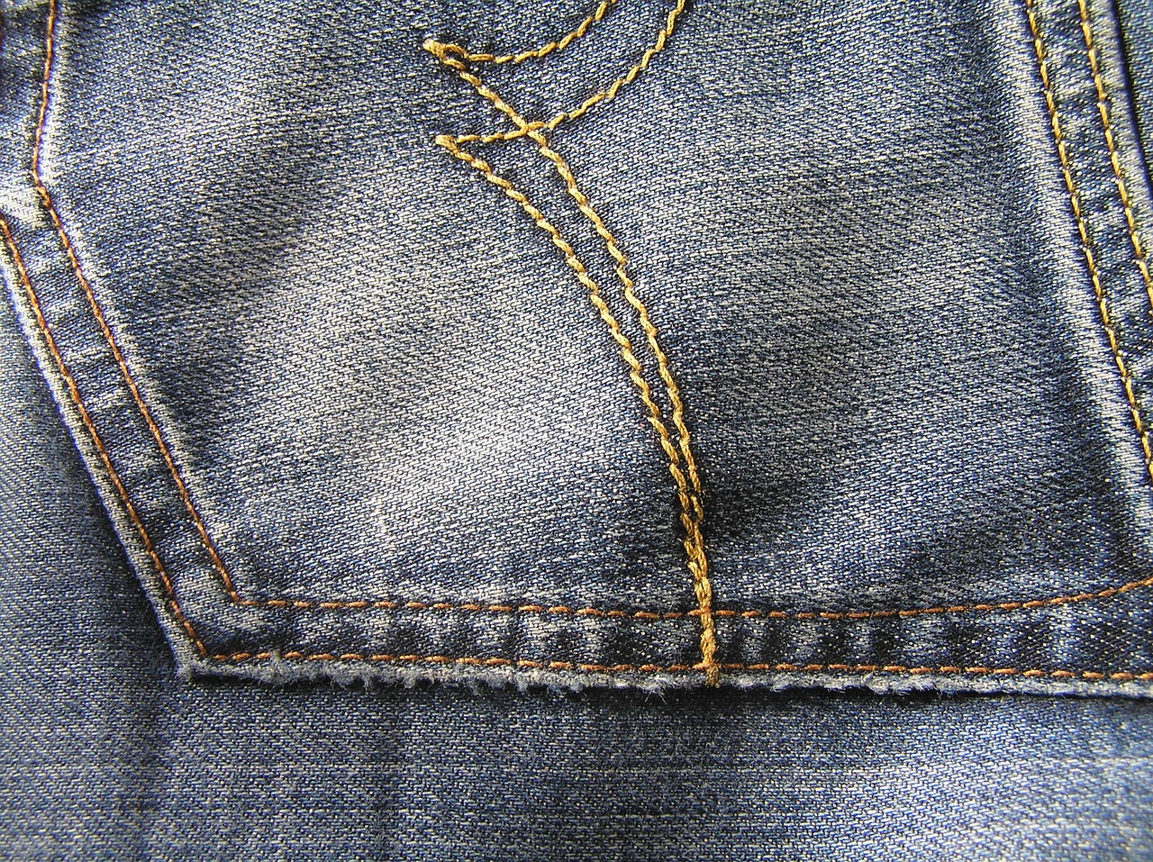 blue jeans back pocket material free photo