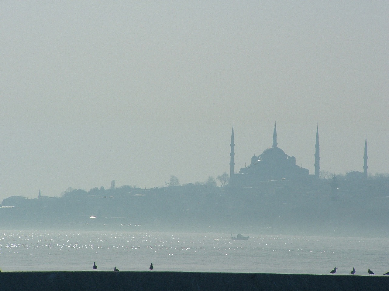 blue mosque view fog free photo