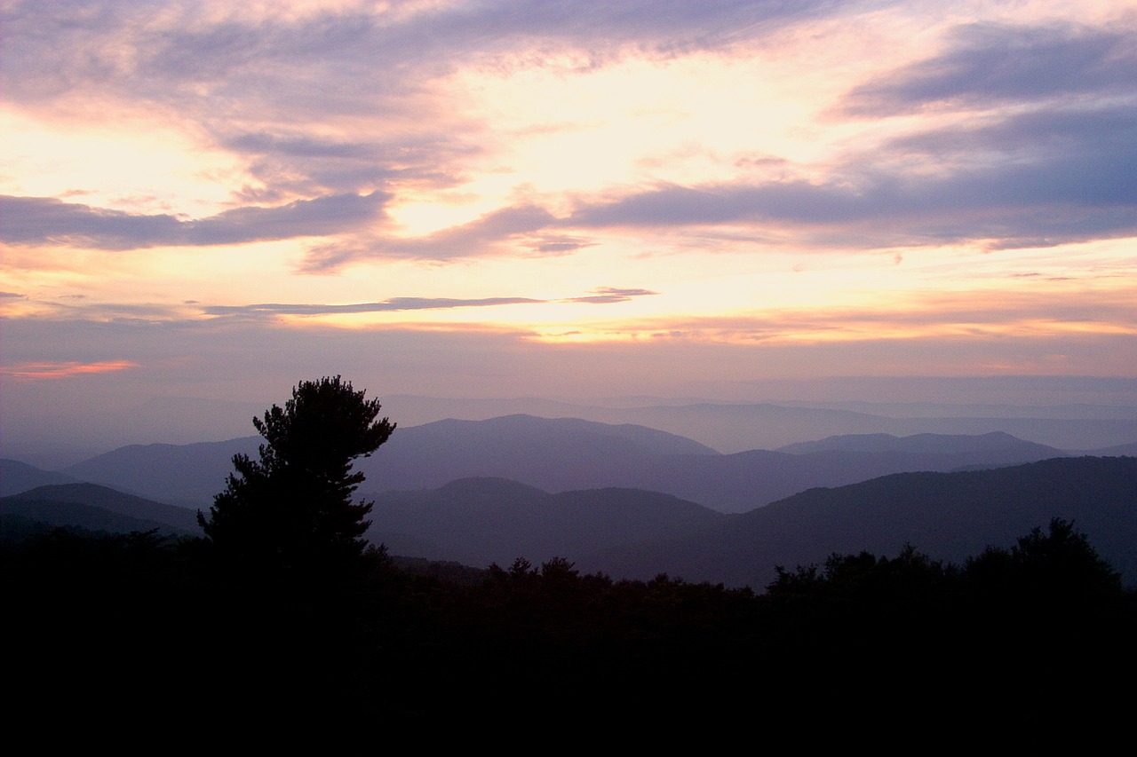 blue ridge mountains sunset multiple sky lines free photo