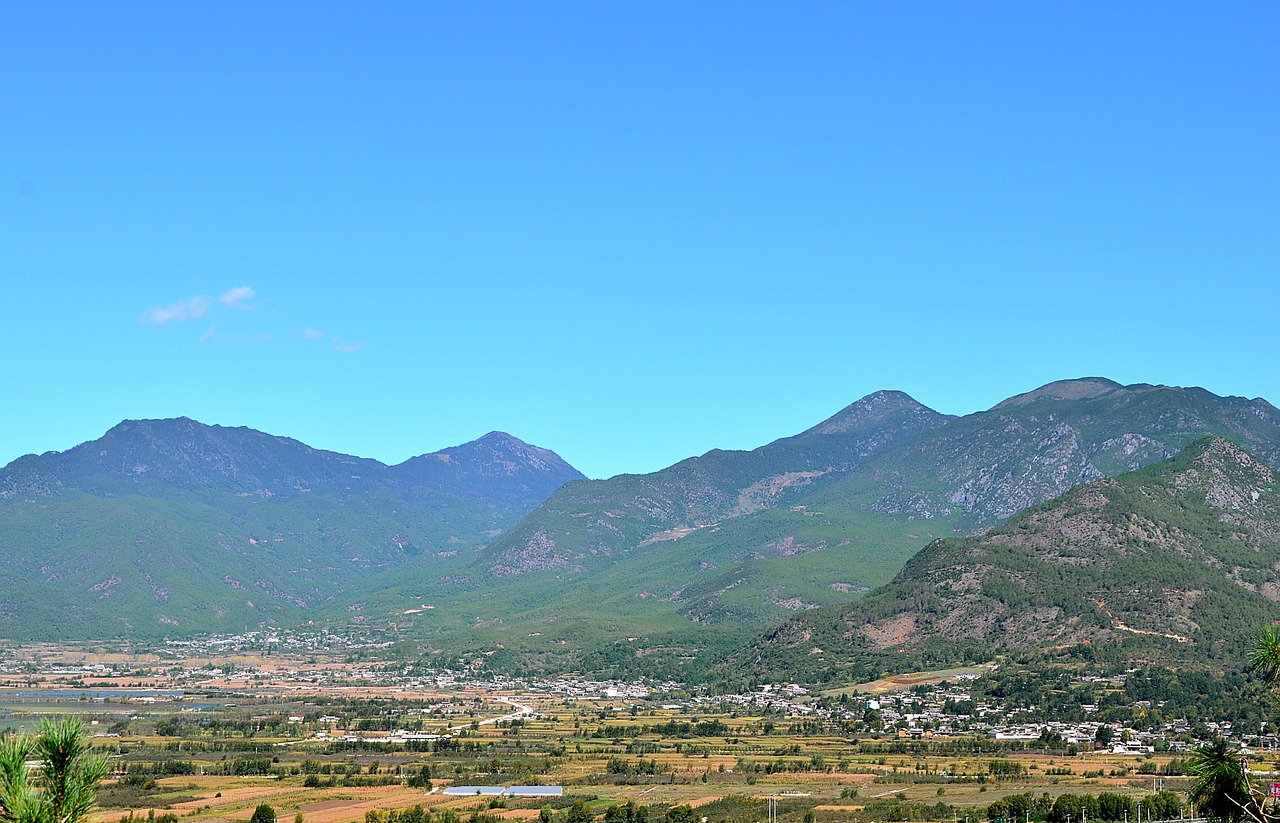 blue sky alpine village free photo