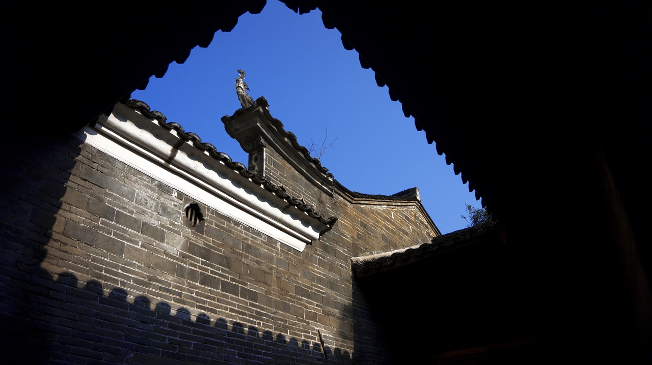 blue sky ancient architecture house free photo
