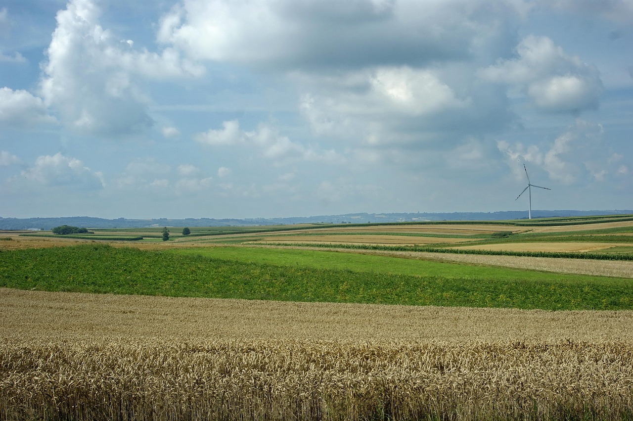 blue sky clouds windmill free photo