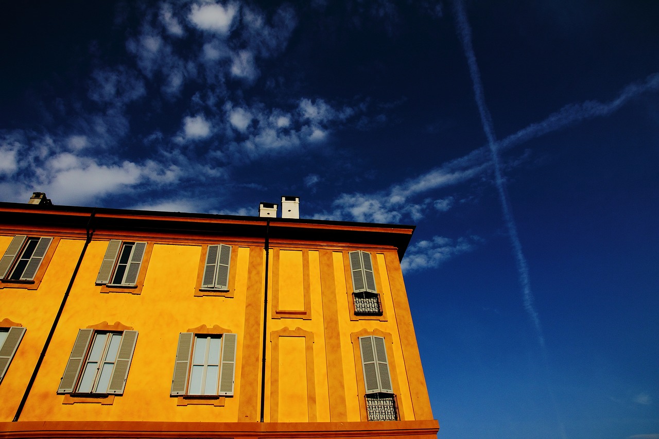 blue sky building clouds free photo