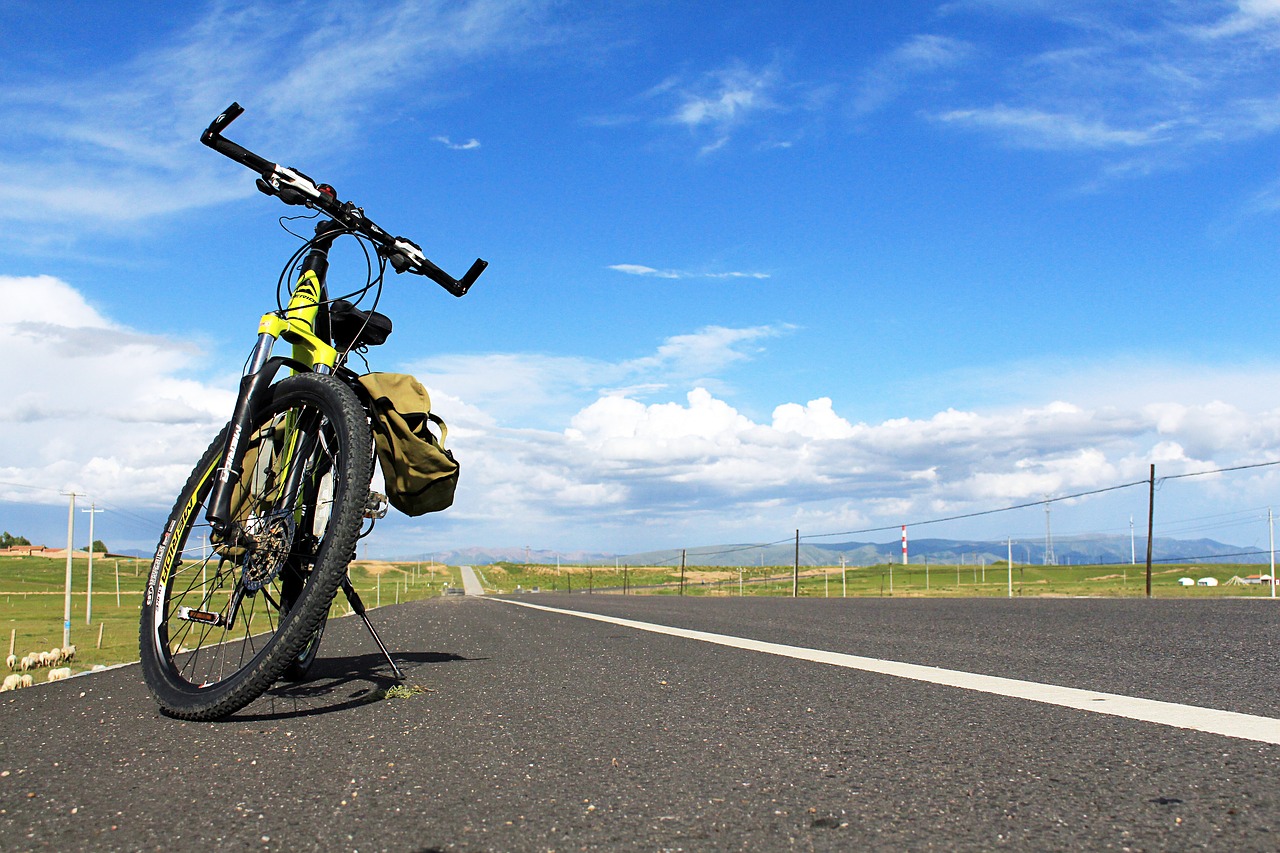 blue sky riding highway free photo