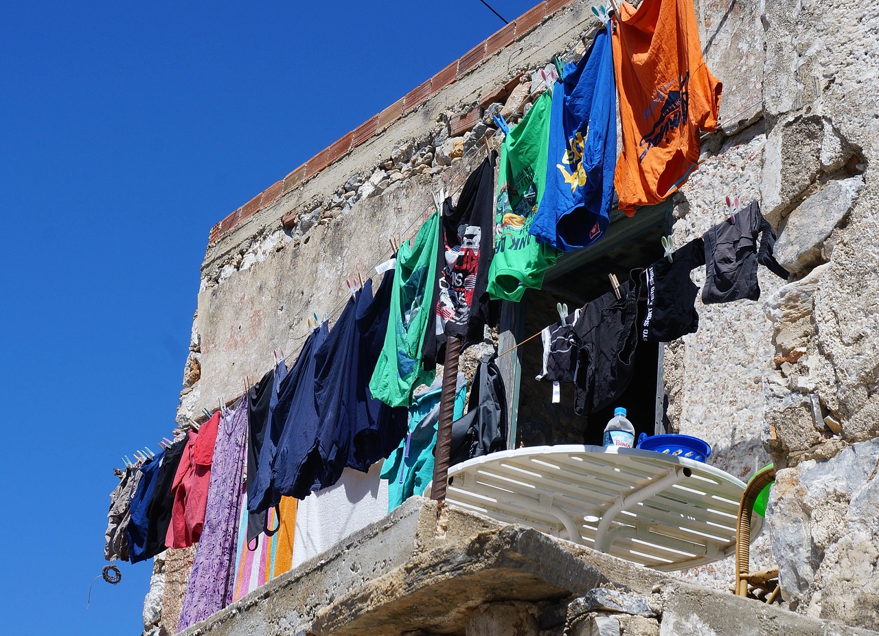 blue sky laundry sunny free photo