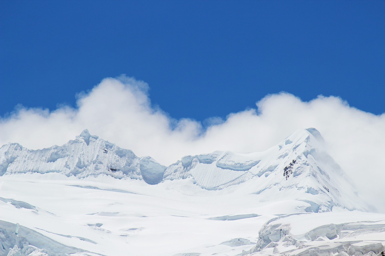 blue sky white cloud snow mountain free photo