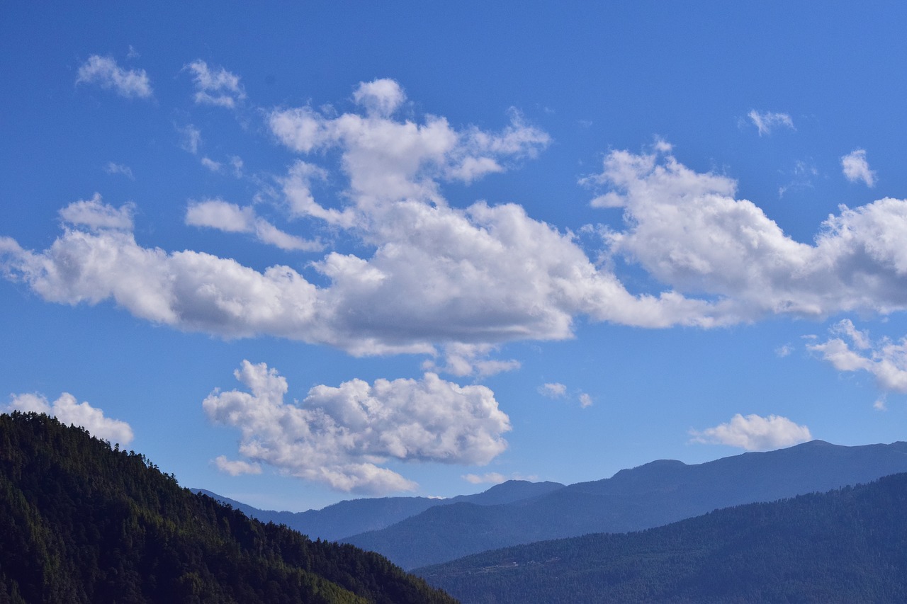 blue sky mountains white clouds free photo