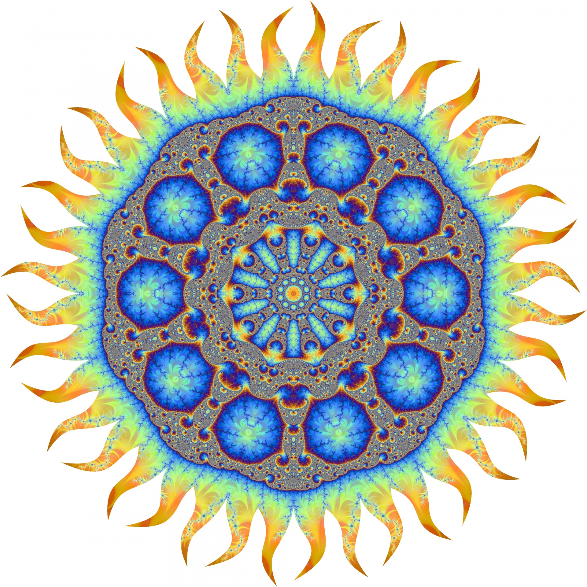 blue sun kaleidoscope free photo