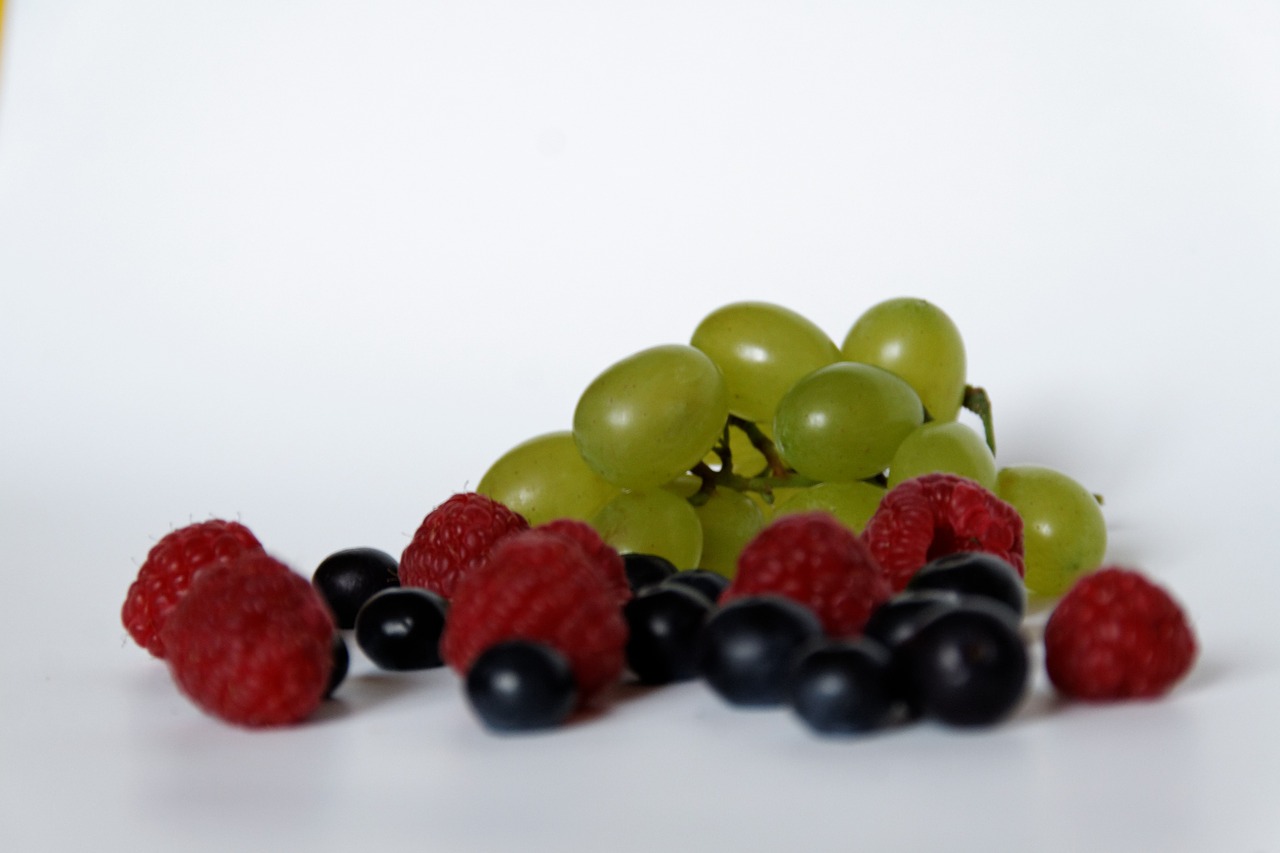 blueberries raspberries grapes free photo