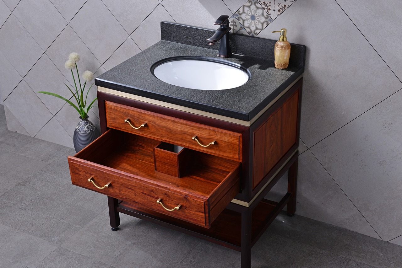 bluestone redwood bathroom cabinet free photo