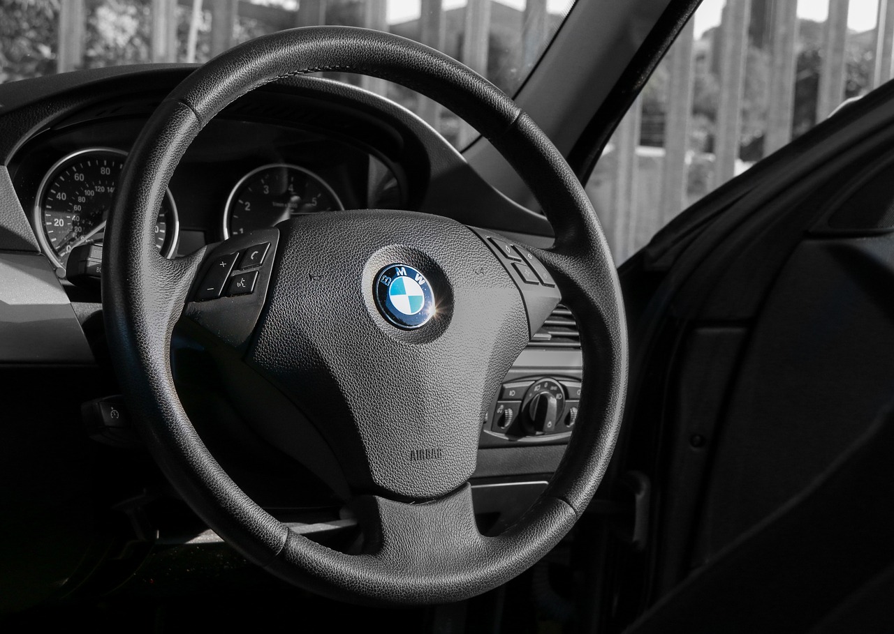 bmw steering wheel travel free photo