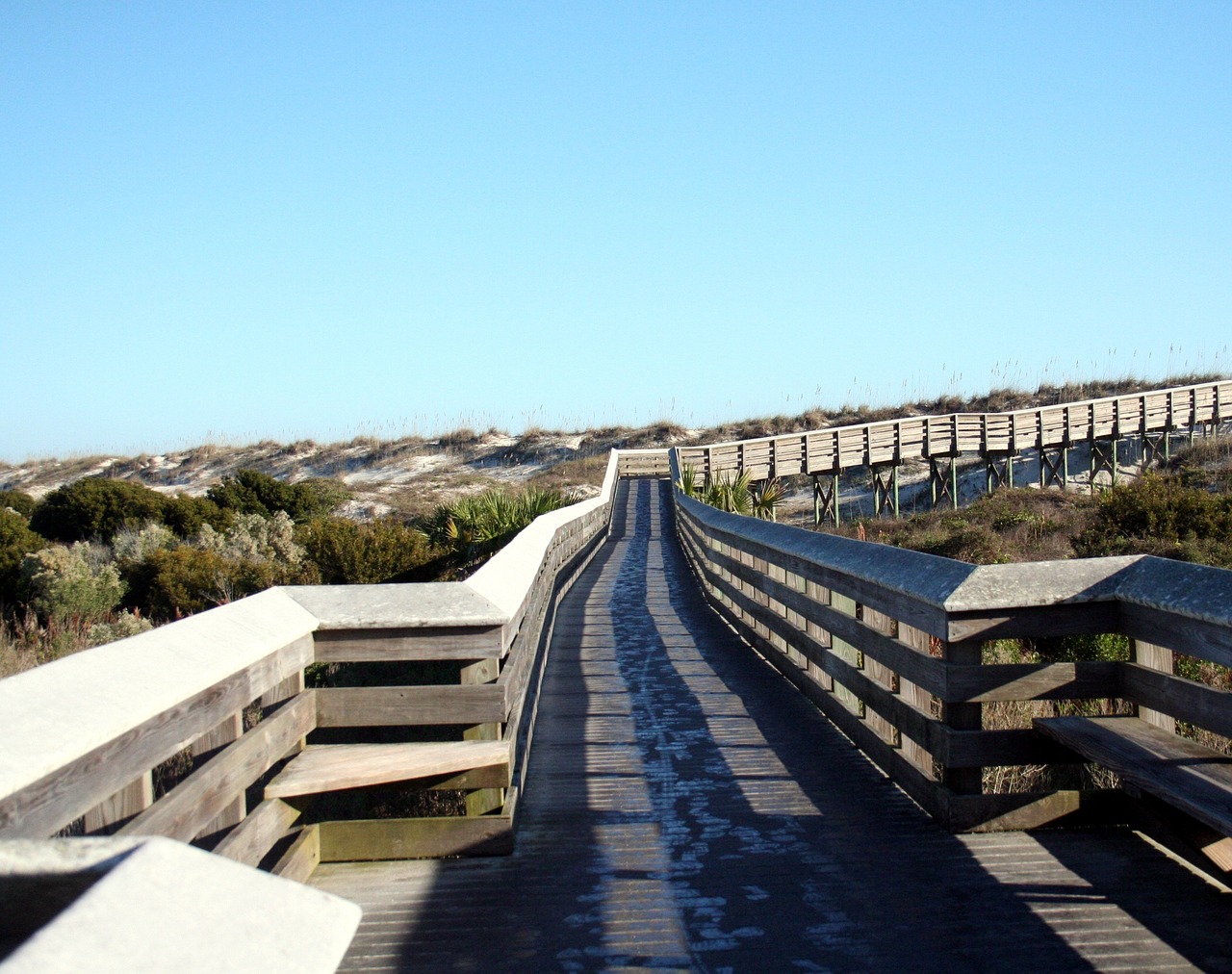 boardwalk sand dune rails free photo