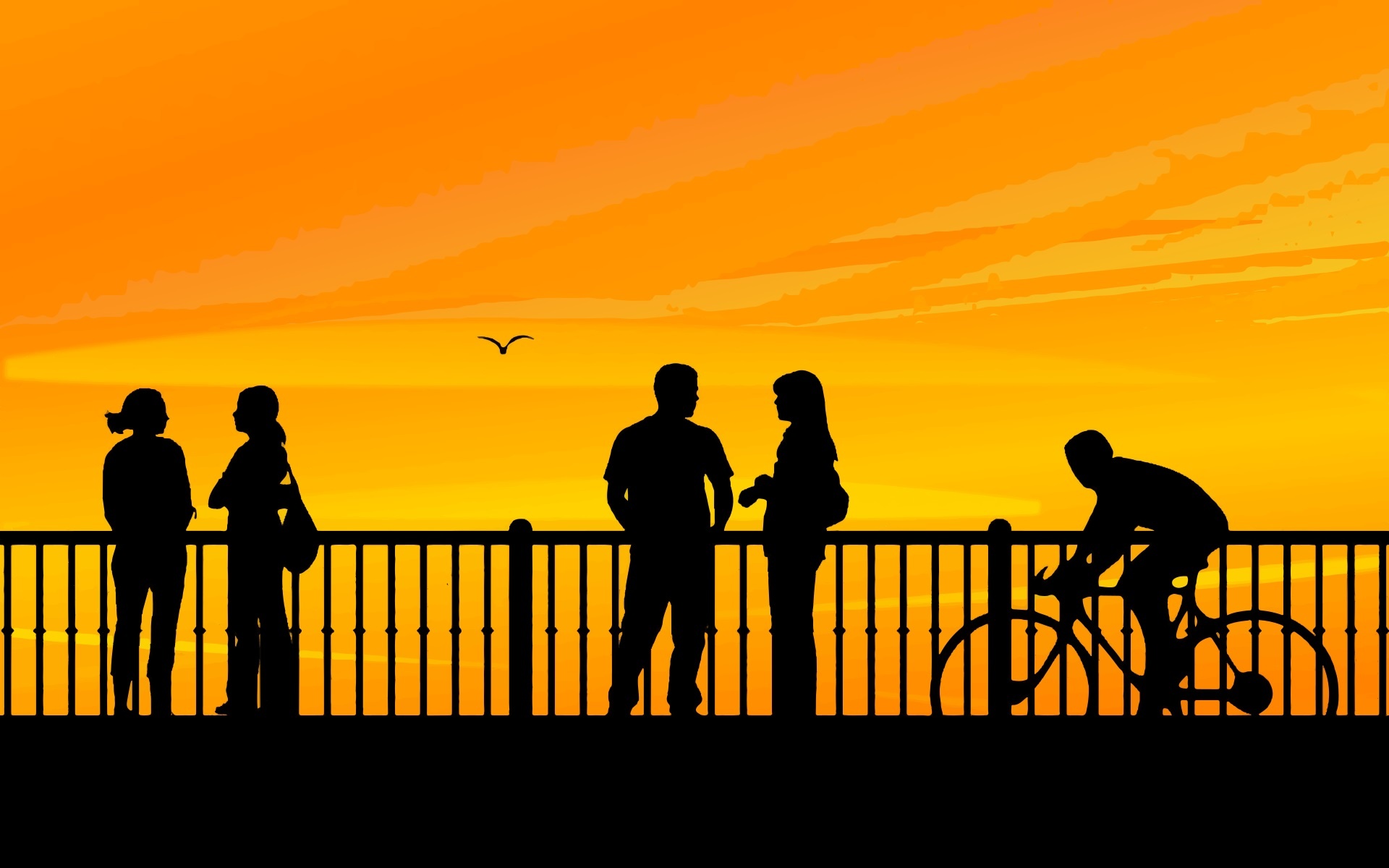 boardwalk sunset silhouette free photo