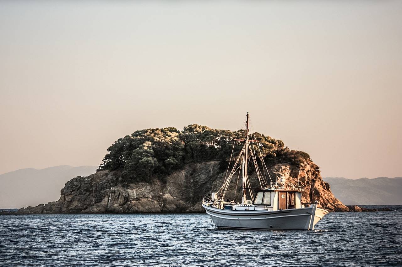 boat island water free photo