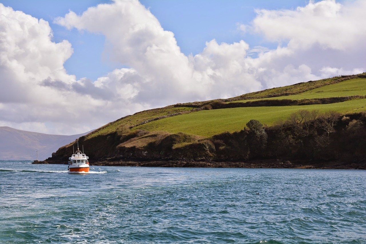 boat meadow hillside free photo