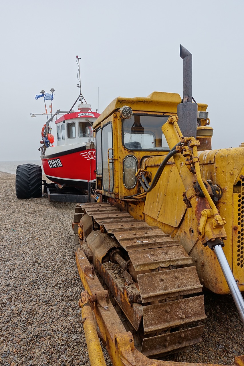 boat tractor seaside free photo