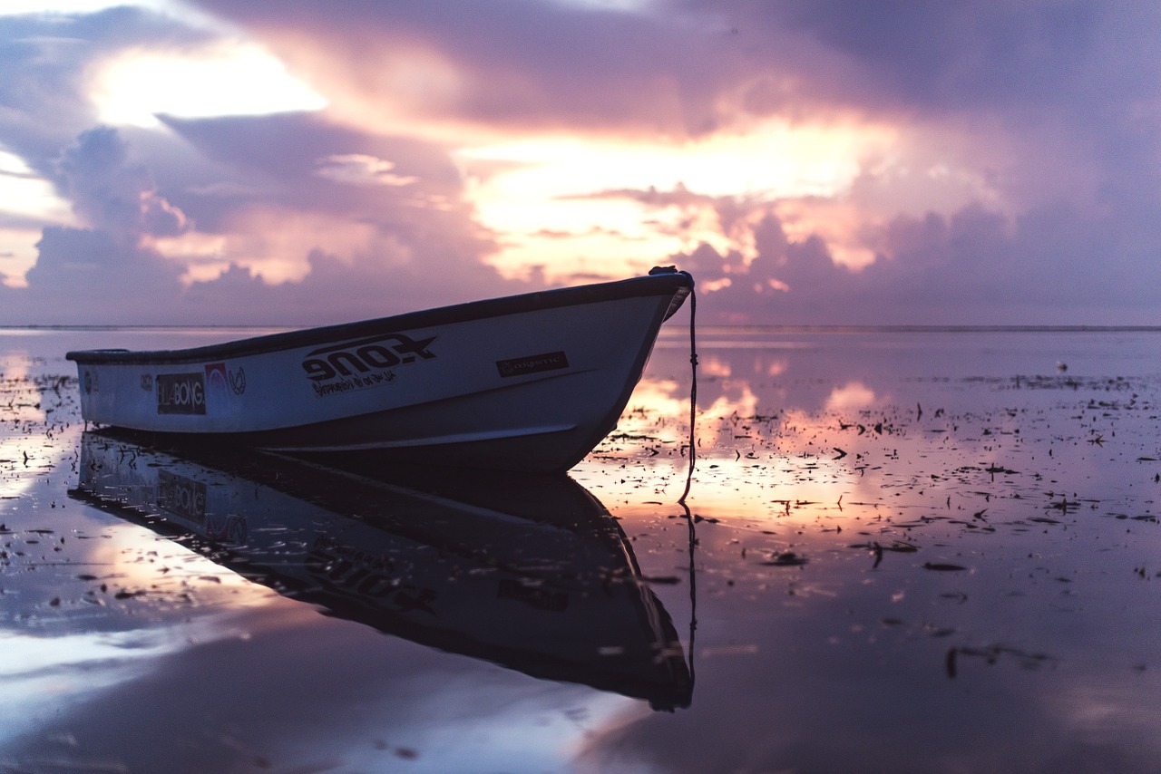 boat shore evening free photo