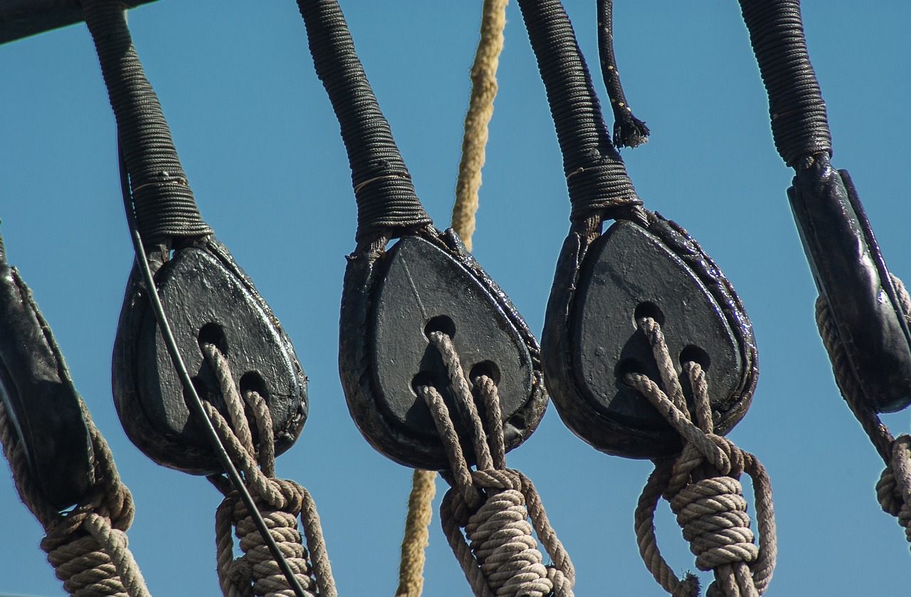 boat pulleys ropes free photo