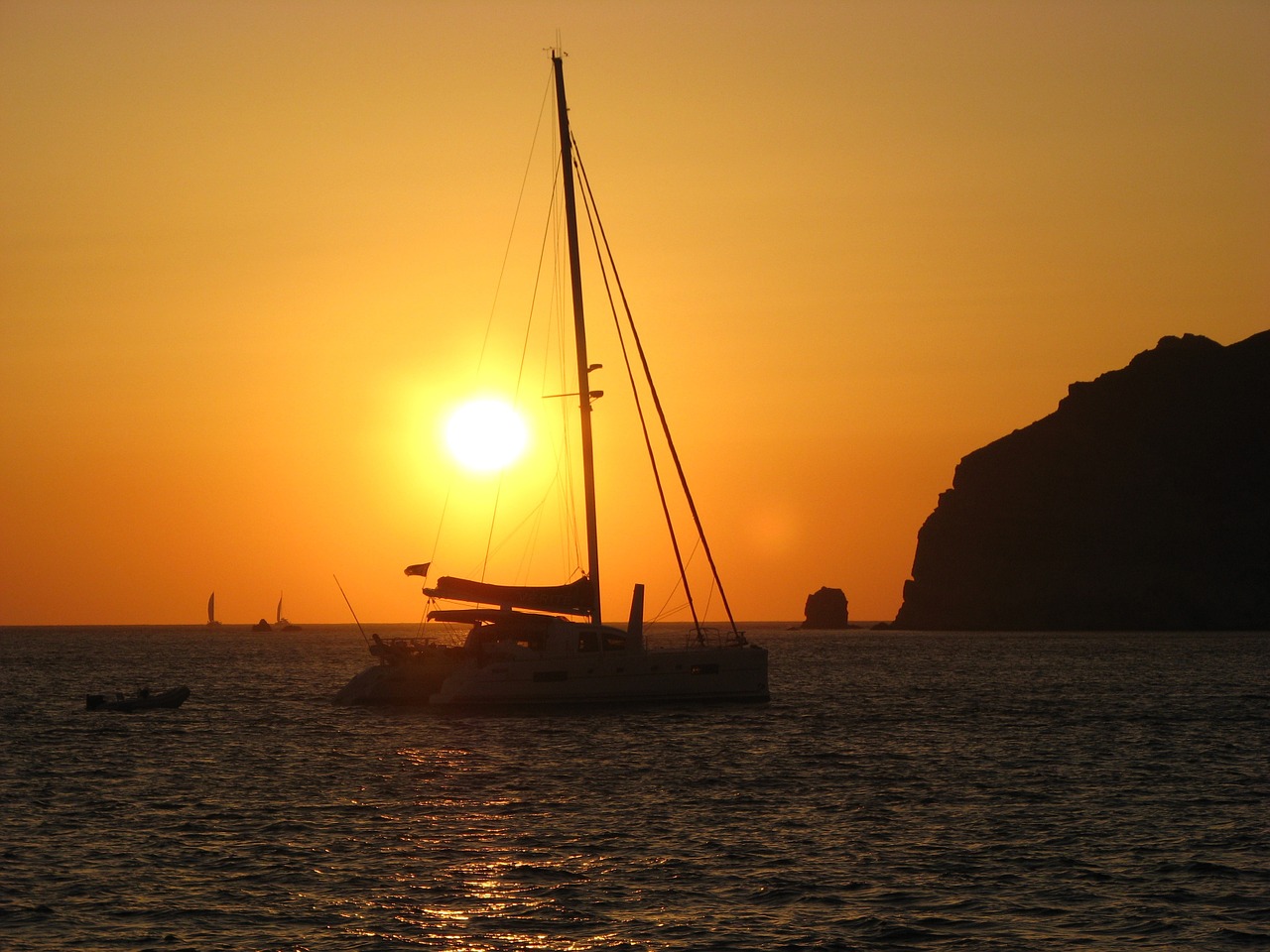boat catamaran sunset free photo