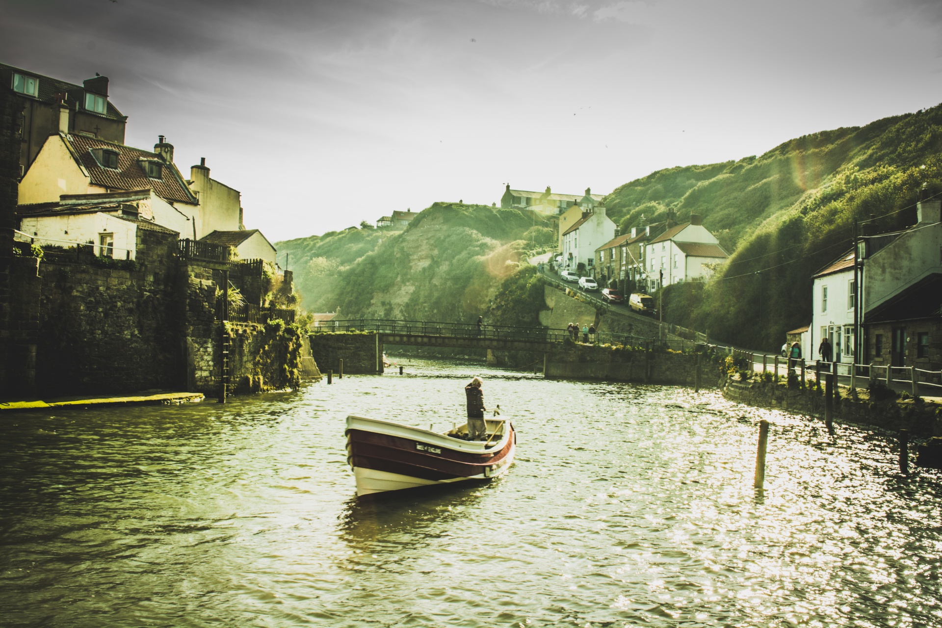 boat river houses free photo