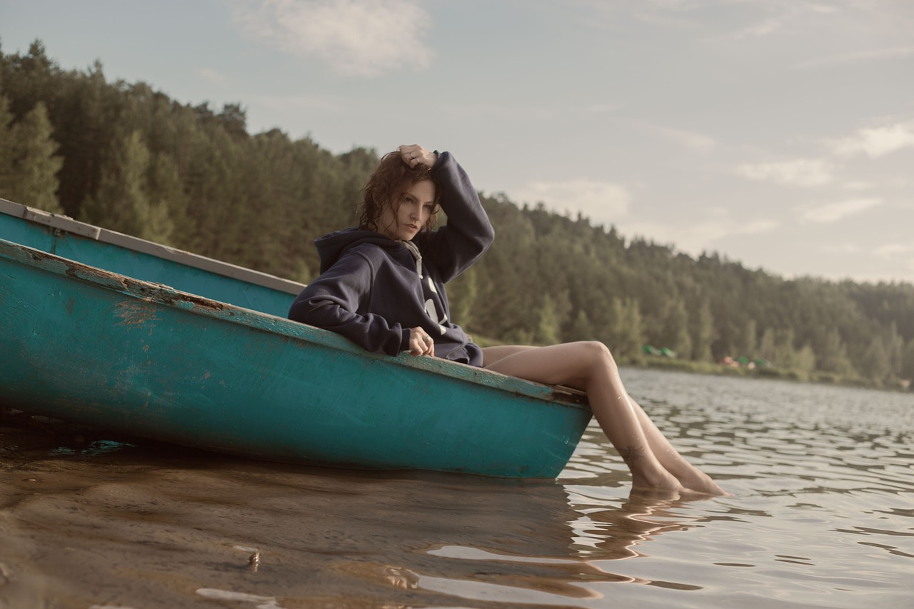 boat river girl free photo