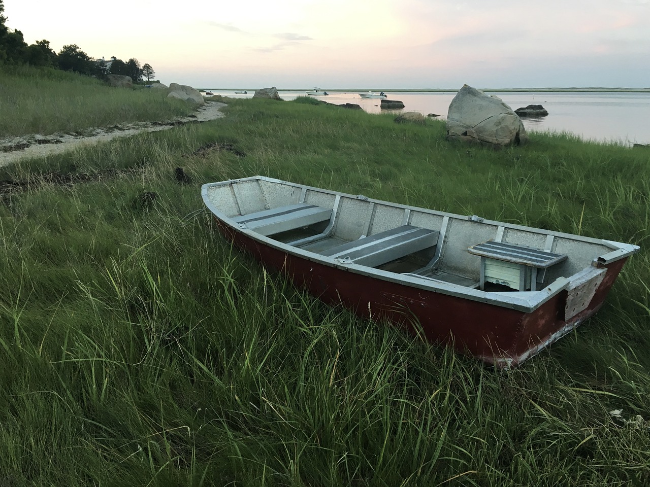 boat grass water free photo