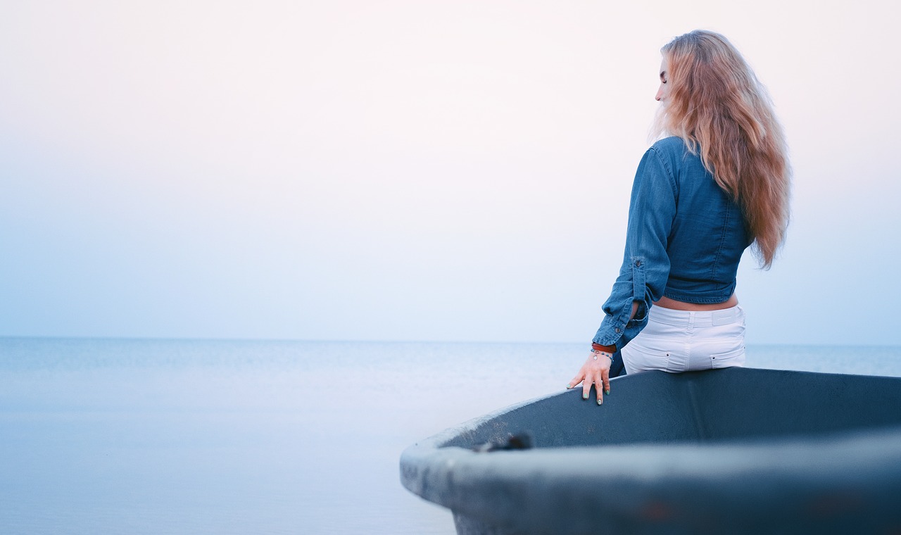 boat girl dawn free photo