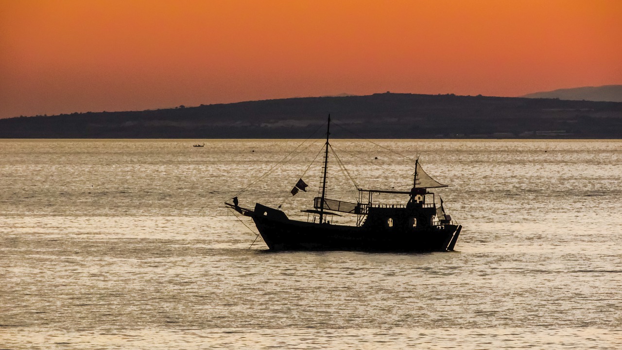 boat shadow sunset free photo