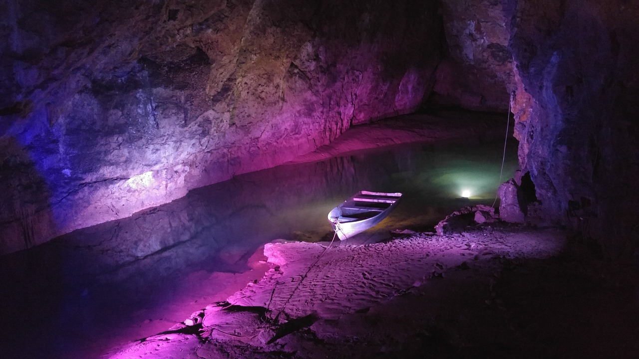 boat river underground free photo