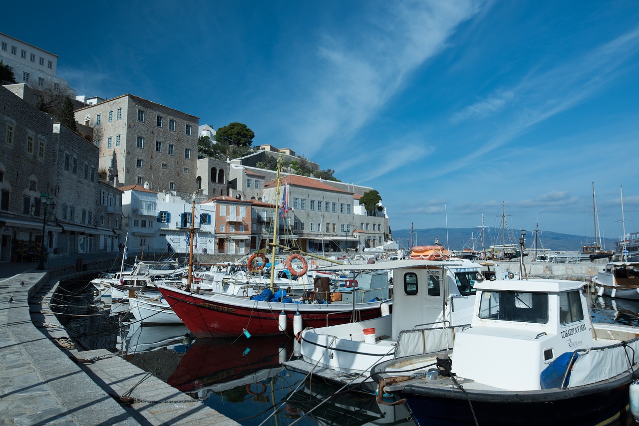 boat blue sky island free photo