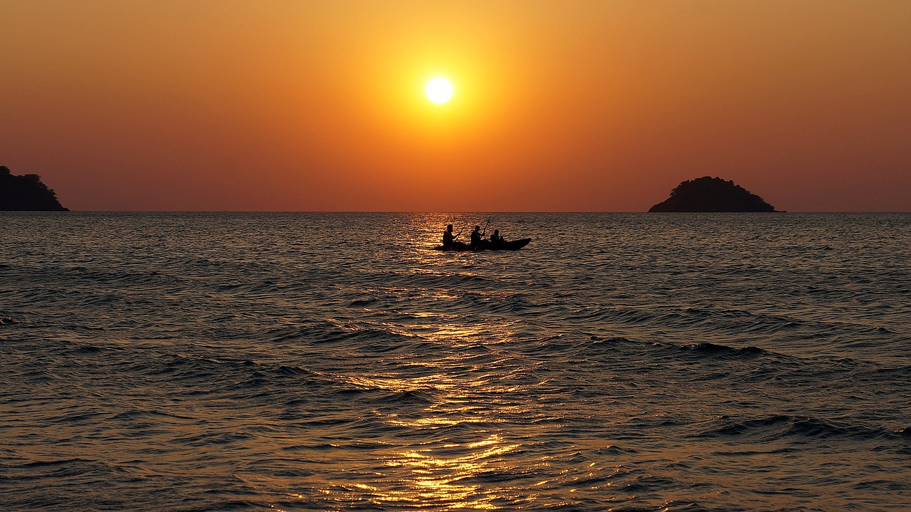 boat sunset island free photo