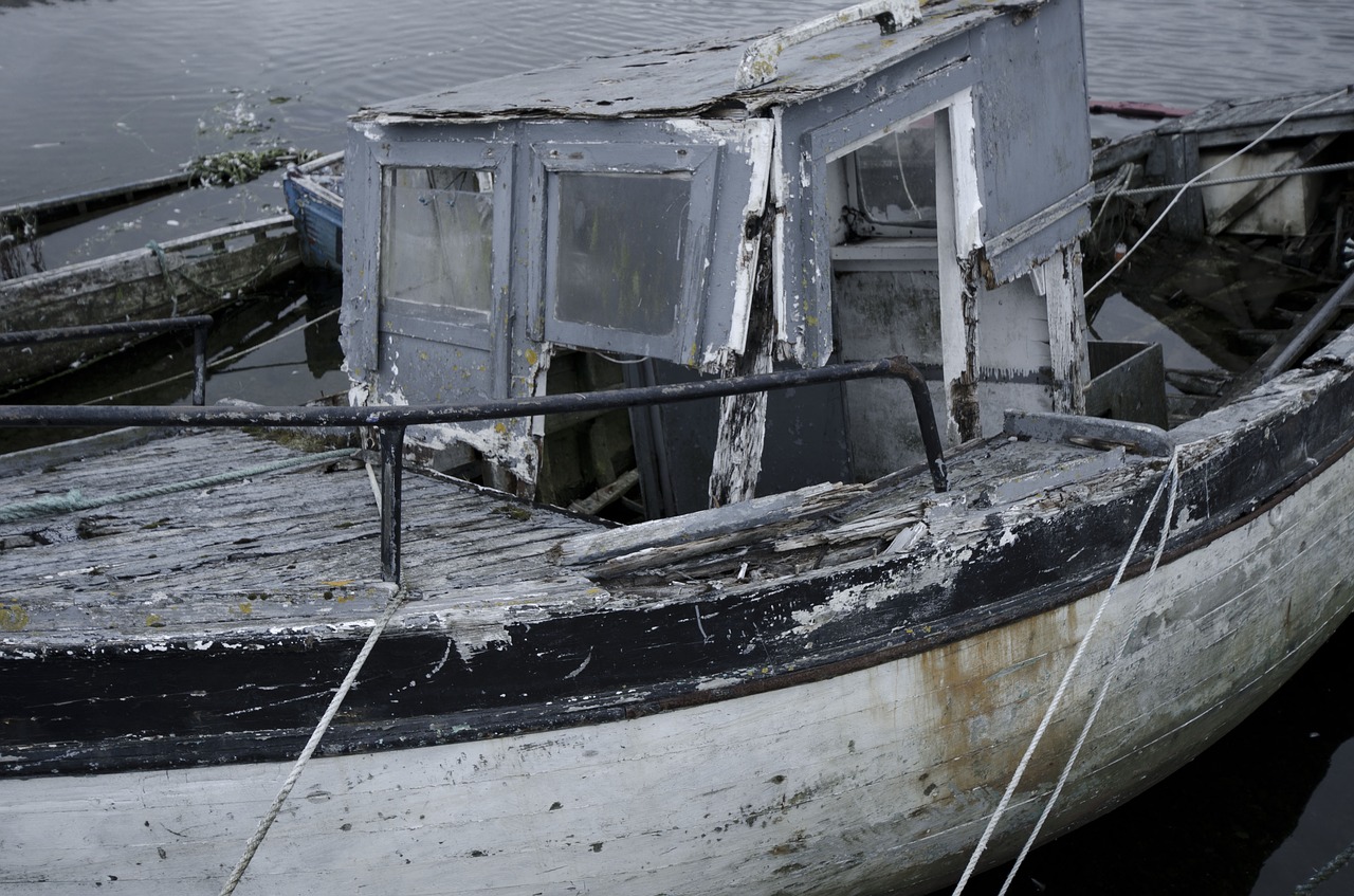 boat ship abandoned free photo