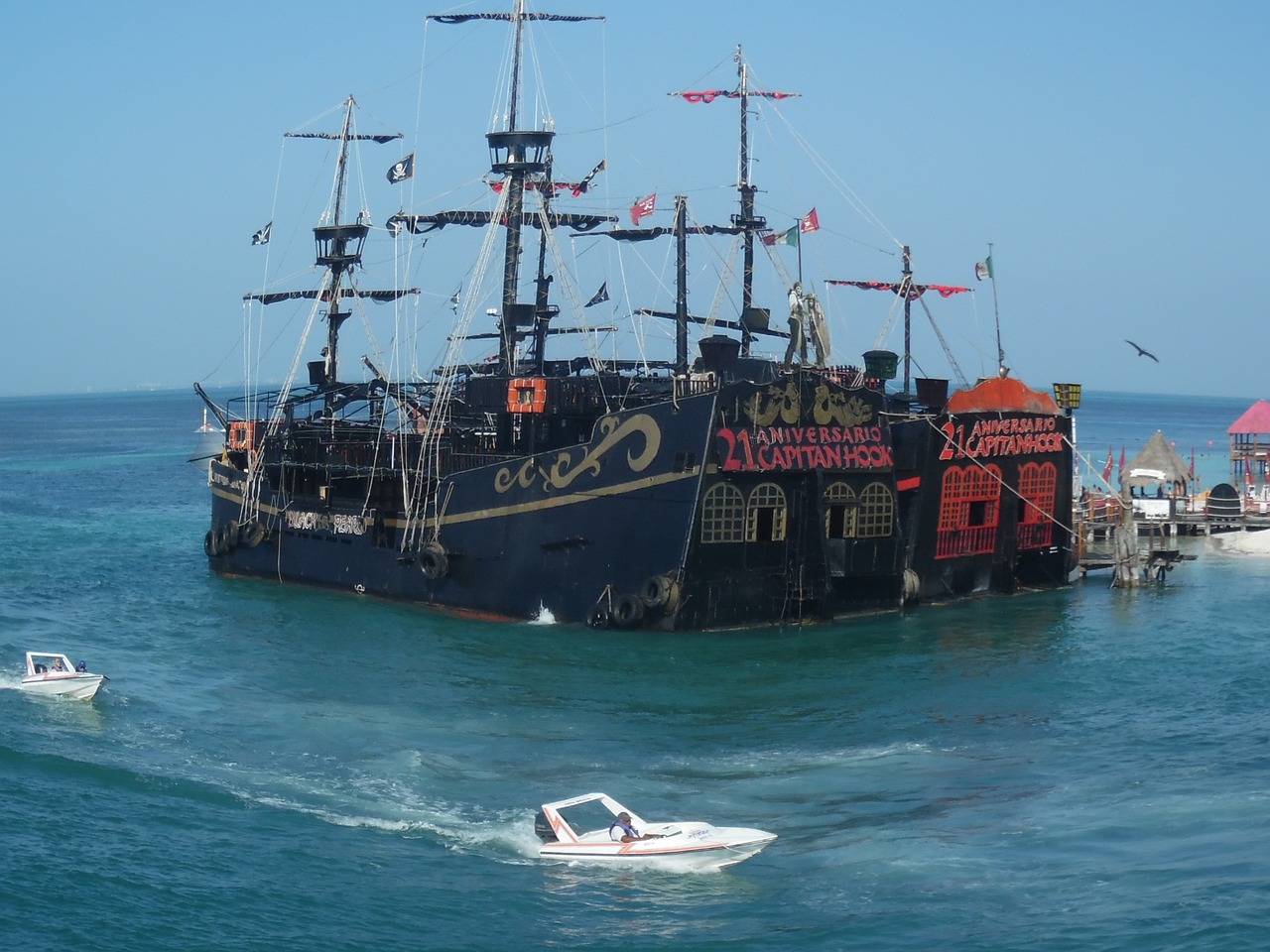 boat pirate sea free photo