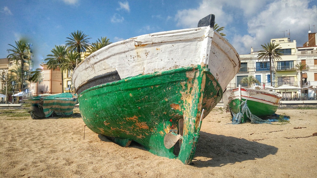 boat beach barcelona free photo