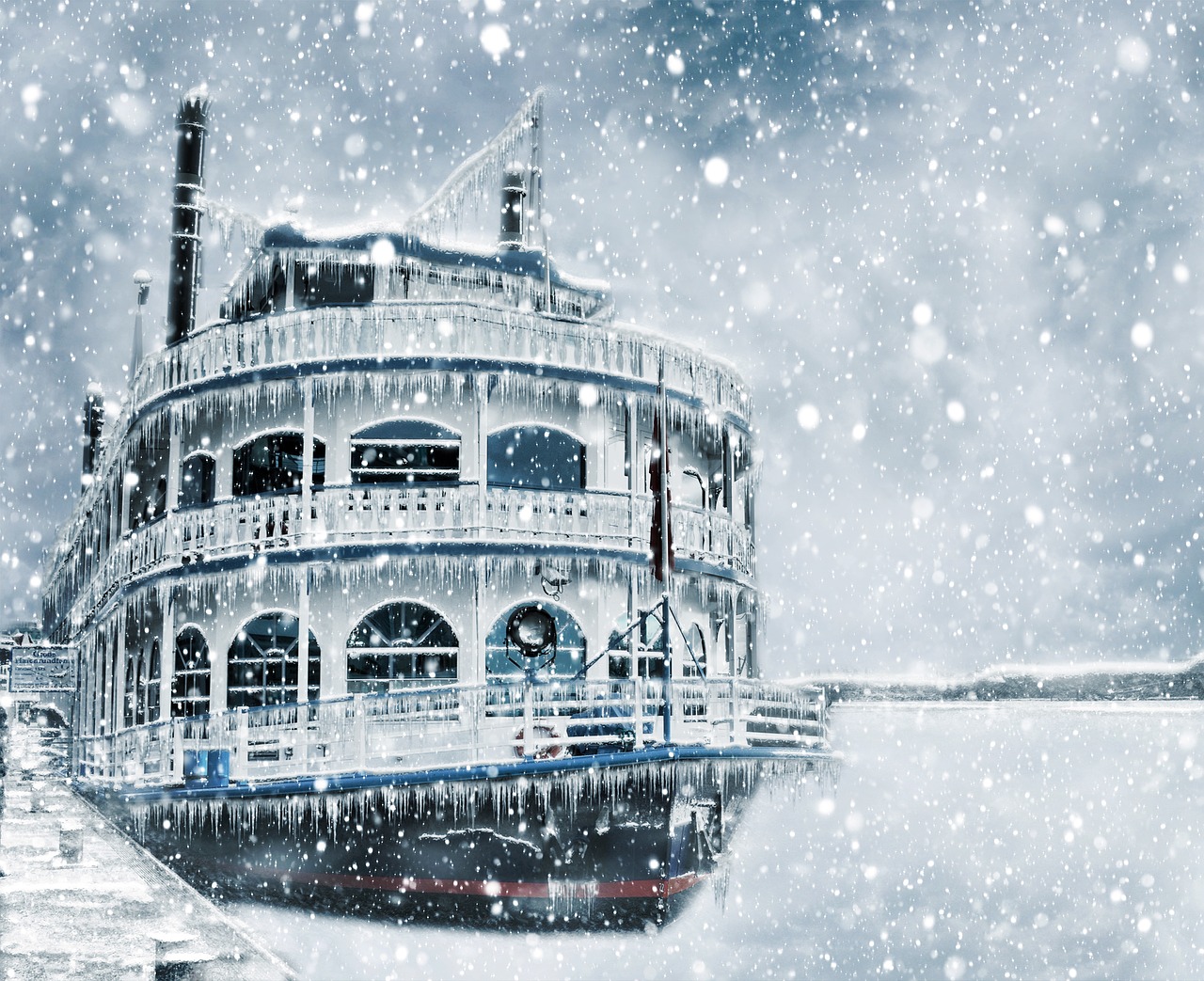 boat snow ship free photo