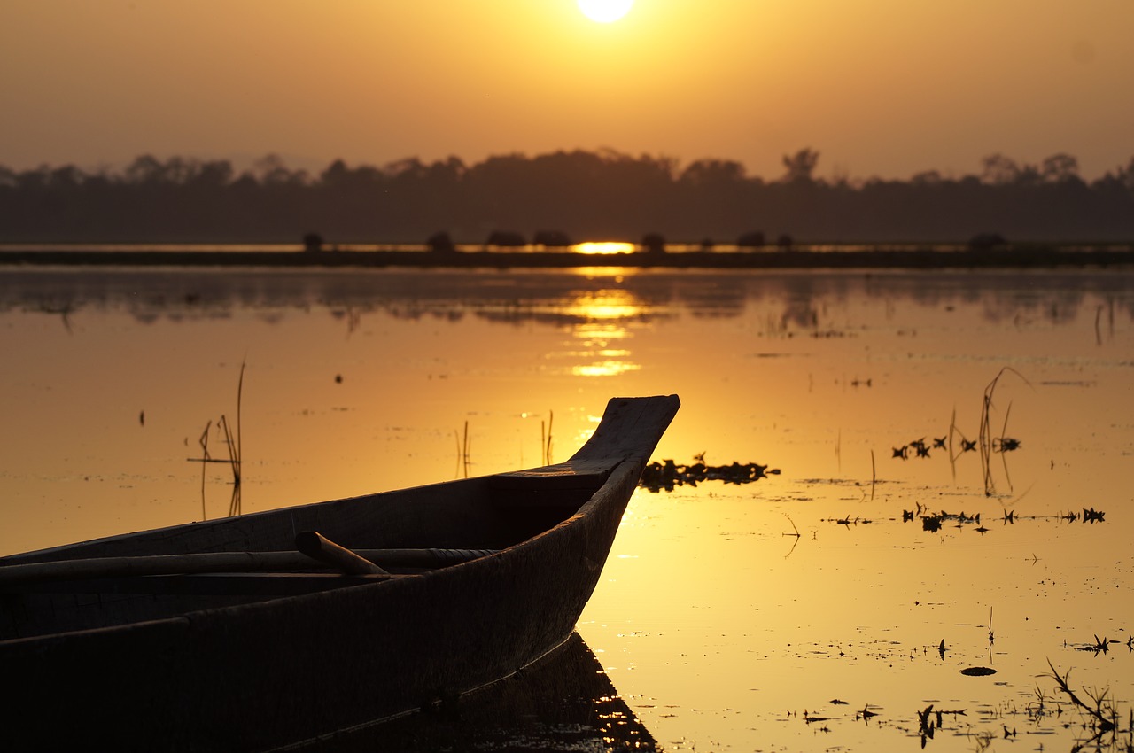 boat sunset nature free photo