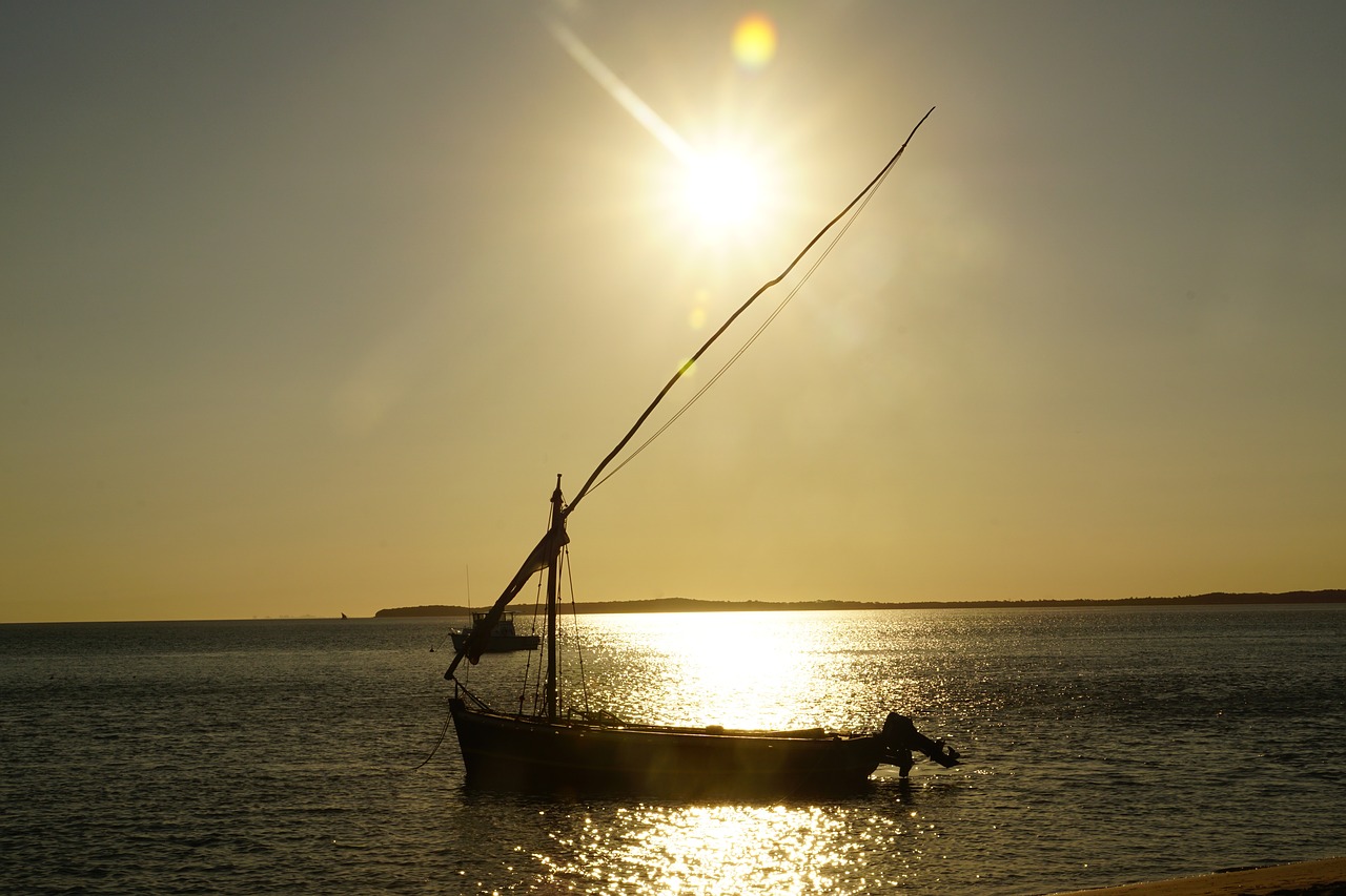 boat sea sunset free photo