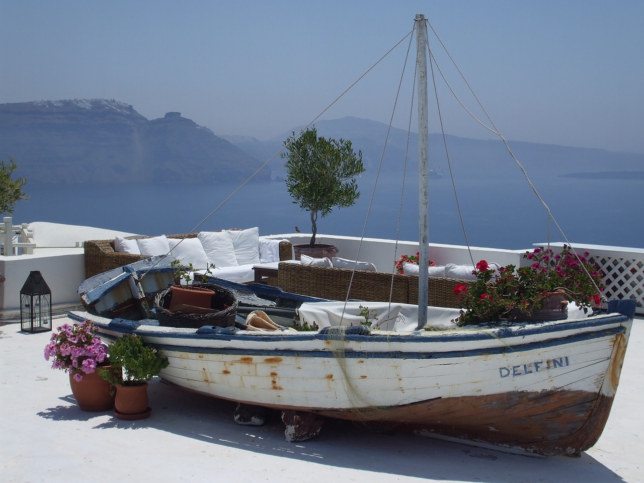 boat santorini greece free photo