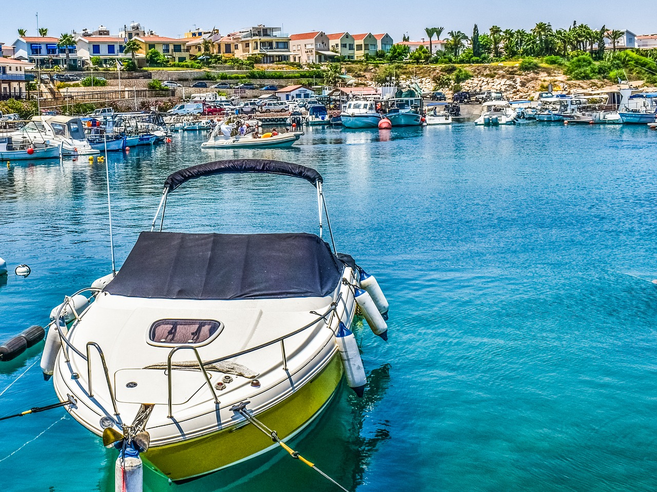 boat reflections harbor free photo