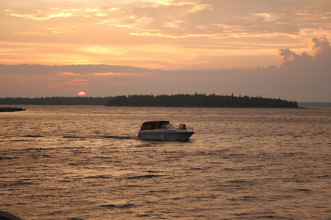 boat sunset river free photo