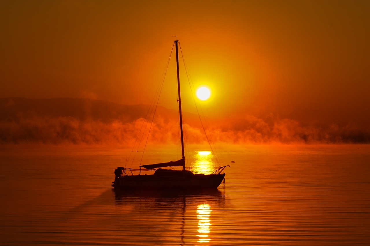 boat silhouette fog free photo