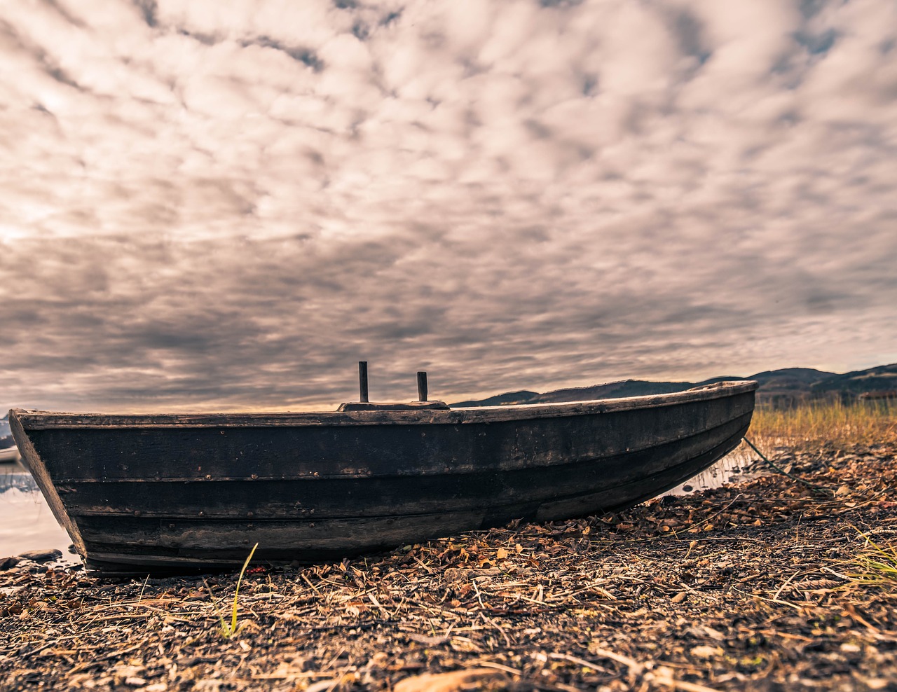 boat sky clouds free photo